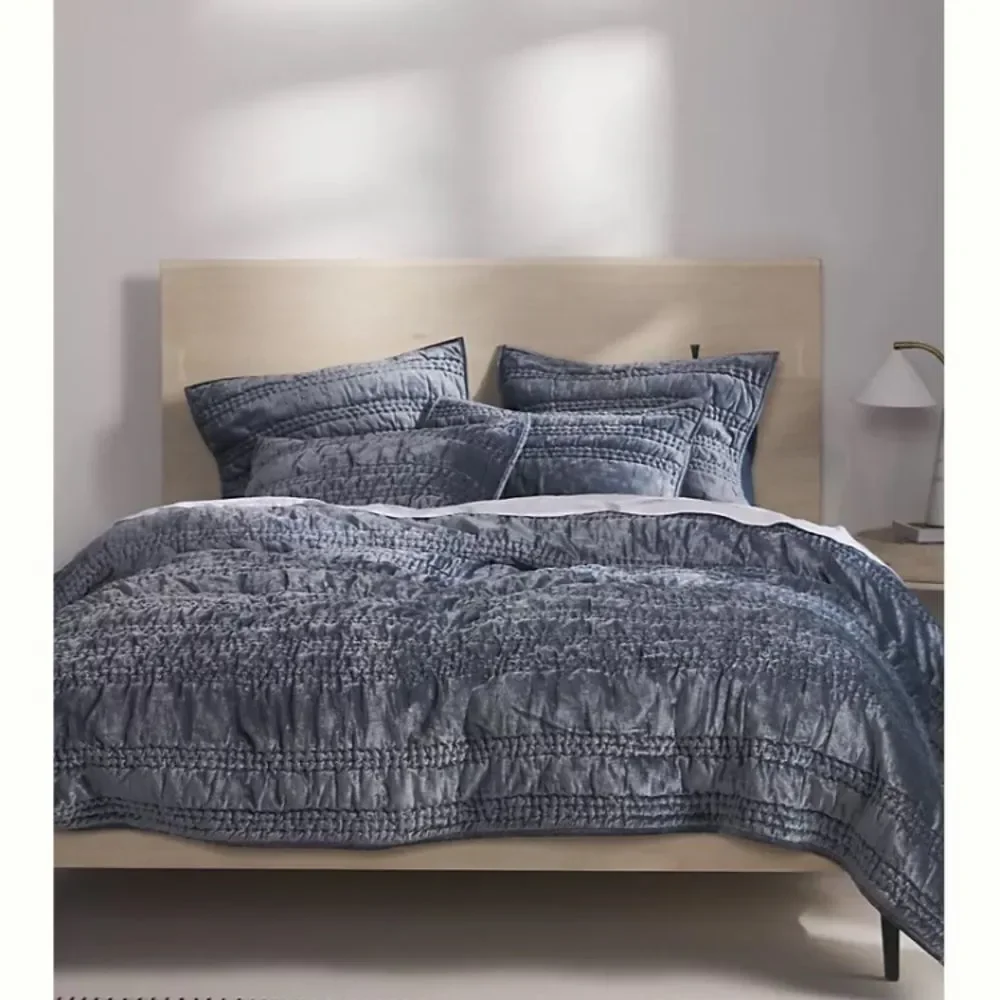 Anthropologie Lustered Velvet Alastair Twin Quilt